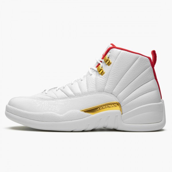 Jordan 12 Retro "FIBA" Dame/Herre 130690 107 Hvit/University Rød/Metallic