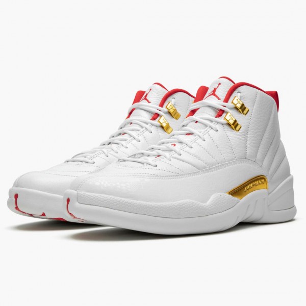 Jordan 12 Retro "FIBA" Dame/Herre 130690 107 Hvit/University Rød/Metallic