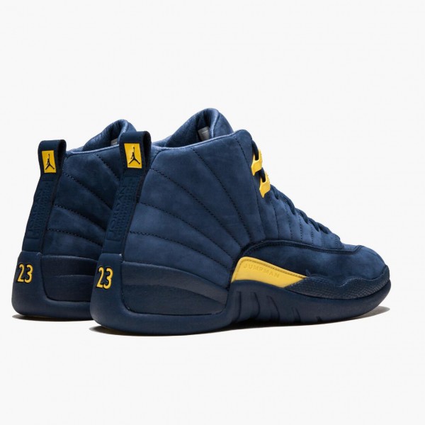 Kjøp  Jordan 12 Retro Michigan Herre BQ3180 407 College Marinen/Amarillo Sneakers