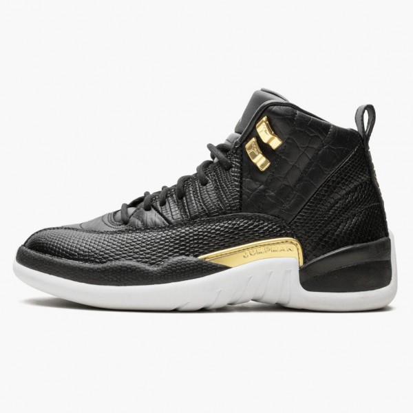 Jordan 12 Retro "Reptile" Dame/Herre AO6068 007 Svart/Metallic-Gull Hvit