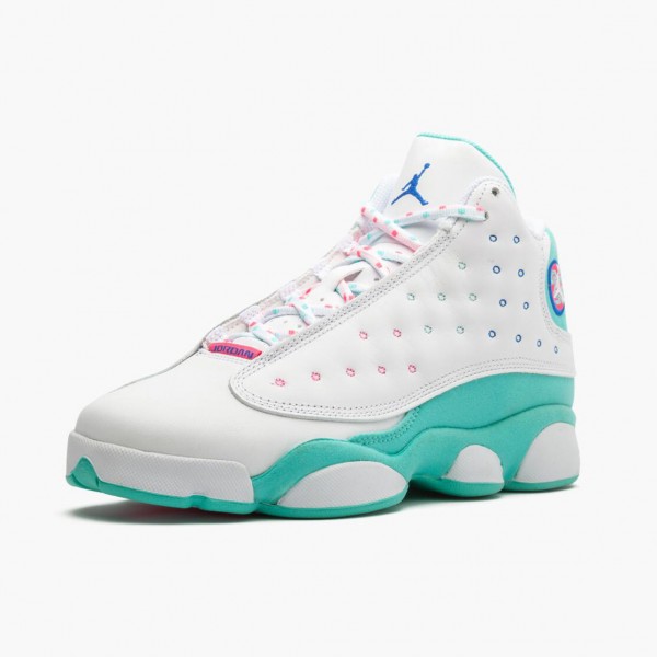 Hvit  Jordan 13 Retro Aurora Green Dame Hvit/Soar/Aurora-Grønn-Digita 439358 100 Sneakers