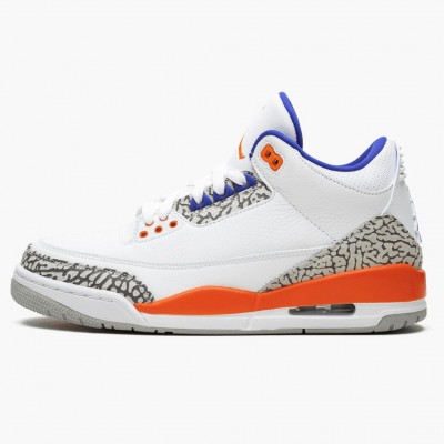 Jordan 3 Retro "Knicks" Dame/Herre 136064 148 Hvit/Old Royal University Ora 