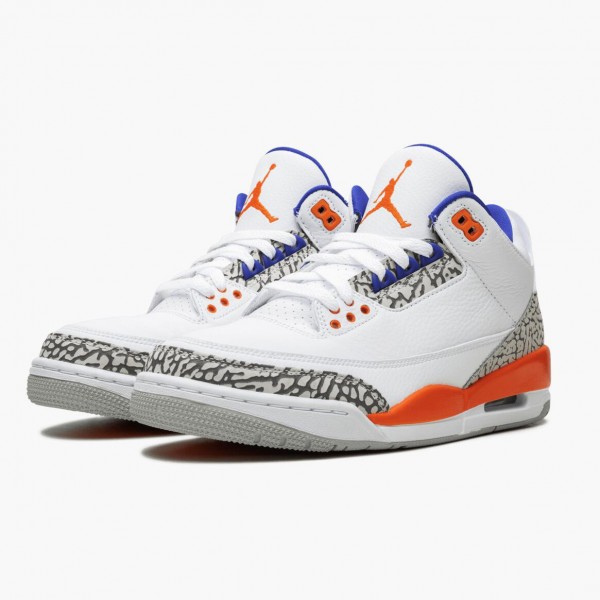 Jordan 3 Retro "Knicks" Dame/Herre 136064 148 Hvit/Old Royal University Ora 