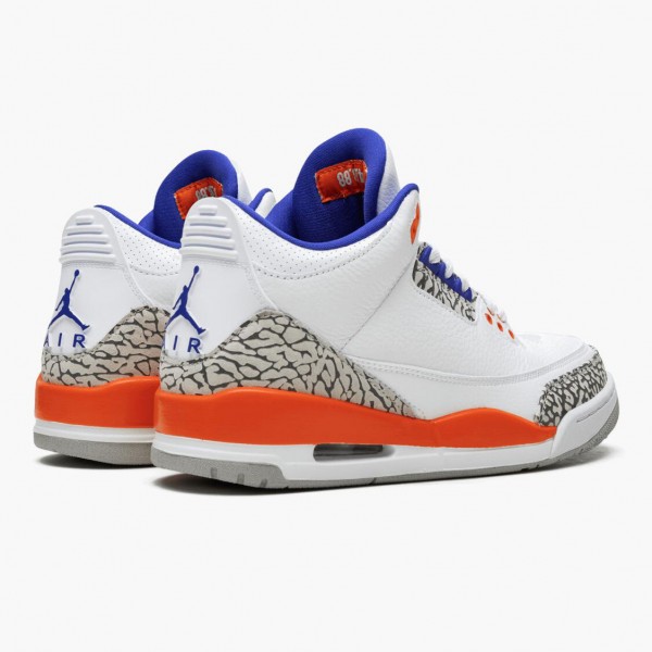 Het  Jordan 3 Retro Knicks Dame/Herre 136064 148 Hvit/Old Royal University Ora Sneakers