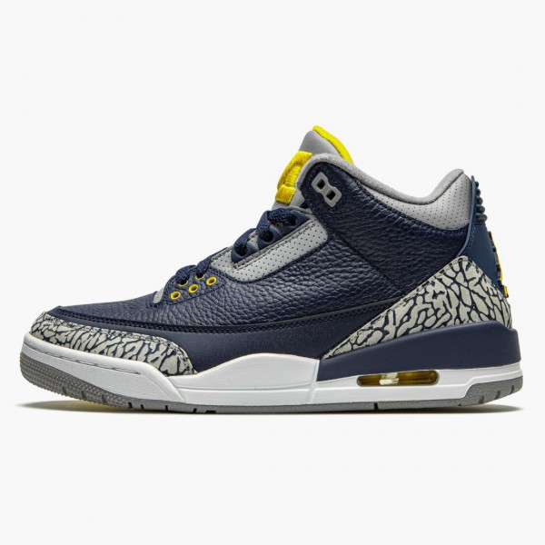 Jordan 3 Retro "Michigan" Herre 820064 Svart/University Gull-Cement G 