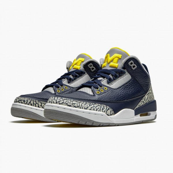 Jordan 3 Retro "Michigan" Herre 820064 Svart/University Gull-Cement G 