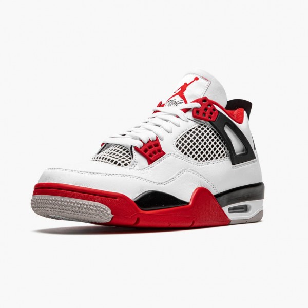 Blå  Jordan 4 Retro OG Fire Red 2020 Herre Hvit/Fire Rød-Svart-Tech Grå DC7770 160 Sko