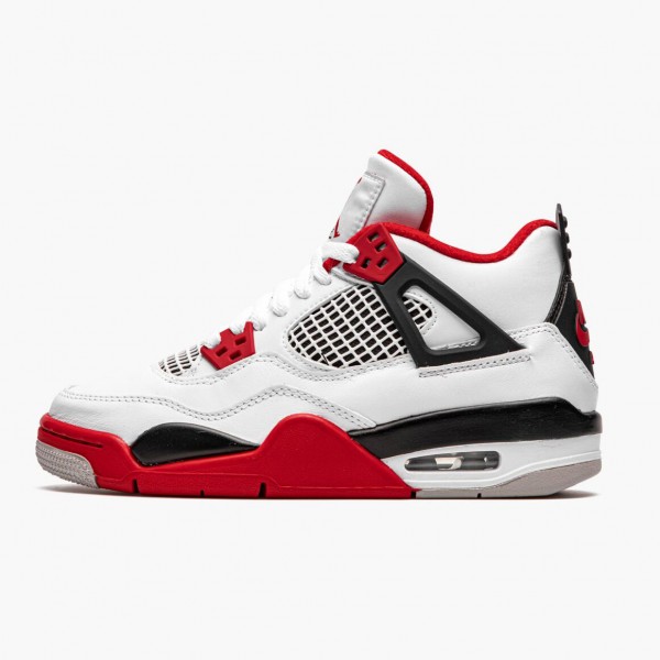 Jordan 4 Retro OG GS "Fire Red"2020 Herre 408452 160 Hvit/Fire Rød-Svart-Tech Grå