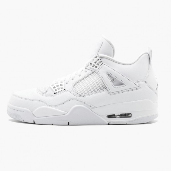 Jordan 4 Retro "Pure Money" Dame/Herre 308497 100 Hvit/Metallic Sølv 