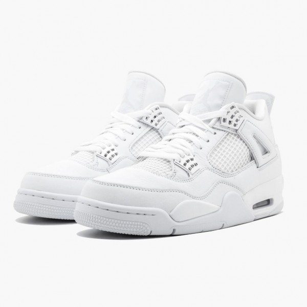 Jordan 4 Retro "Pure Money" Dame/Herre 308497 100 Hvit/Metallic Sølv 