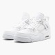 Het  Jordan 4 Retro Pure Money Dame/Herre 308497 100 Hvit/Metallic Sølv Sko