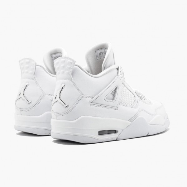 Het  Jordan 4 Retro Pure Money Dame/Herre 308497 100 Hvit/Metallic Sølv Sko