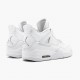 Het  Jordan 4 Retro Pure Money Dame/Herre 308497 100 Hvit/Metallic Sølv Sko