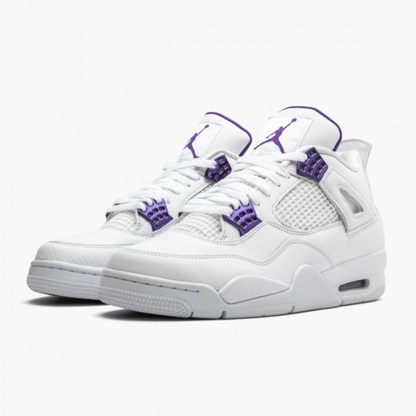 Jordan 4 Retro "Purple Metallic" Dame/Herre Hvit/Metallic Sølv-Court Pu CT8527 115