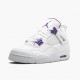 Billig  Jordan 4 Retro Purple Metallic Dame/Herre Hvit/Metallic Sølv-Court Pu CT8527 115 Sko