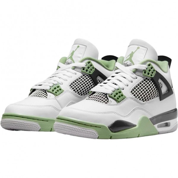 Jordan 4 Retro Seafoam Hvit Oil Grønn-Dark Ash AQ9129-103