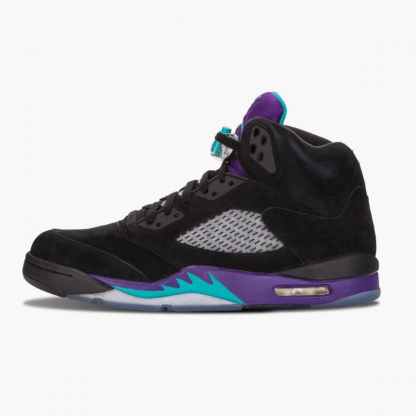 Jordan 5 Retro "Black Grape" Dame/Herre Svart/New Emerald-Grape Ice 136027 007 