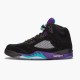 Blå  Jordan 5 Retro Black Grape Dame/Herre Svart/New Emerald-Grape Ice 136027 007 Sko