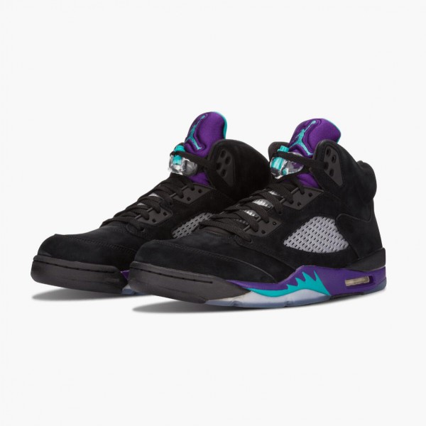 Jordan 5 Retro "Black Grape" Dame/Herre Svart/New Emerald-Grape Ice 136027 007 