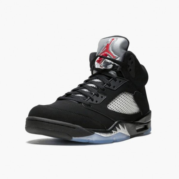 Blå  Jordan 5 Retro Svart Metallic Dame/Herre Svart/Metallic Sølv 845035 003 Sneakers