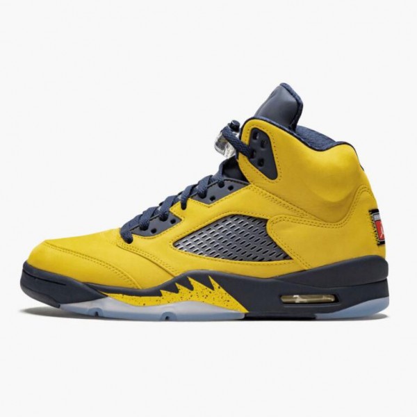 Jordan 5 Retro Michigan (2019) Dame/Herre Amarillo/College Marinen CQ9541 704