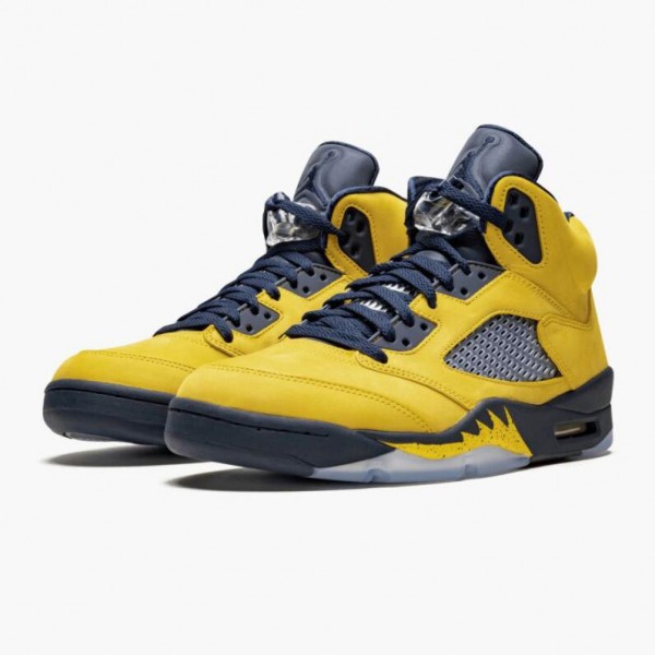 Jordan 5 Retro Michigan (2019) Dame/Herre Amarillo/College Marinen CQ9541 704