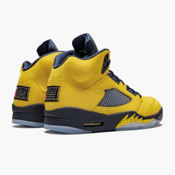 Rabatt  Jordan 5 Retro Michigan (2019) Dame/Herre Amarillo/College Marinen CQ9541 704 Sko