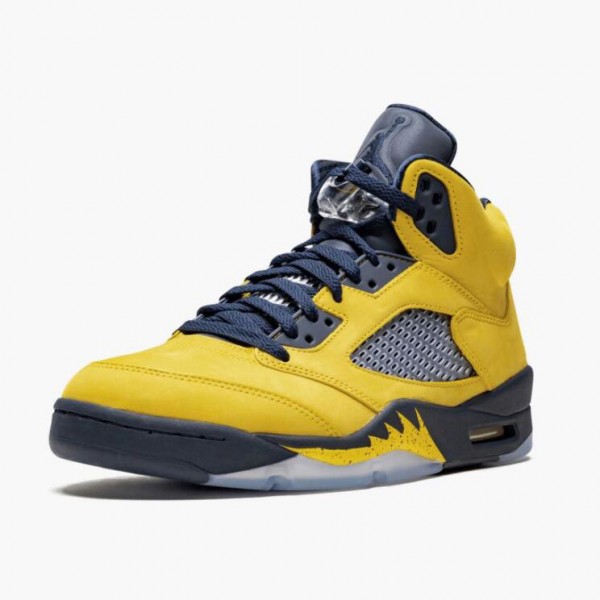 Rabatt  Jordan 5 Retro Michigan (2019) Dame/Herre Amarillo/College Marinen CQ9541 704 Sko