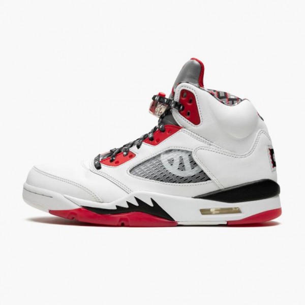 Jordan 5 Retro Quai 54 2021 Dame/Herre Hvit/University Rød-Svart DJ7903 106