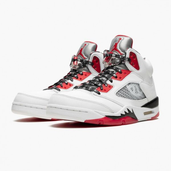 Jordan 5 Retro Quai 54 2021 Dame/Herre Hvit/University Rød-Svart DJ7903 106