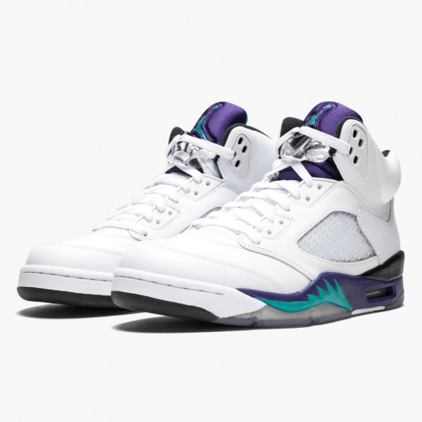 Jordan 5 Retro "Grape" Hvit/New Emerald-Grp Ice-Blk Herre 136027 108