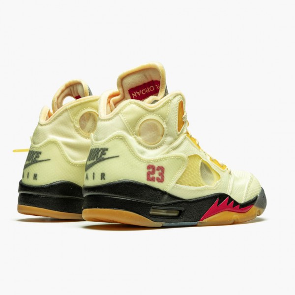 Brun  OFF-WHITE x Jordan 5 Retro Sail Herre Sail/Fire Rød-Muslin-Svart DH8565 100 Sneakers