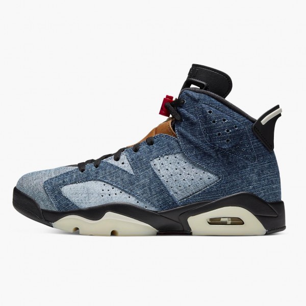 Jordan 6 Retro"Washed Denim" Dame/Herre CT5350-401 Svart-Sail/Varsity Rød Svart