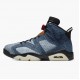 Blå  Jordan 6 RetroWashed Denim Dame/Herre CT5350-401 Svart-Sail/Varsity Rød Svart Sneakers