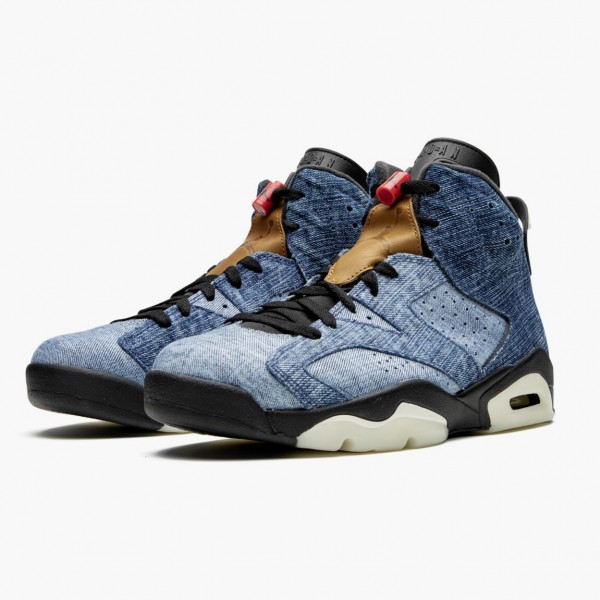 Jordan 6 Retro"Washed Denim" Dame/Herre CT5350-401 Svart-Sail/Varsity Rød Svart