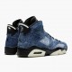 Blå  Jordan 6 RetroWashed Denim Dame/Herre CT5350-401 Svart-Sail/Varsity Rød Svart Sneakers