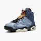 Blå  Jordan 6 RetroWashed Denim Dame/Herre CT5350-401 Svart-Sail/Varsity Rød Svart Sneakers